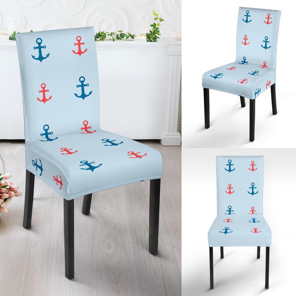 Red Anchor Nautical Pattern Print Chair Cover-grizzshop