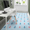 Red Anchor Nautical Pattern Print Floor Mat-grizzshop