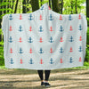 Red Anchor Nautical Pattern Print Hooded Blanket-grizzshop