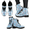 Red Anchor Nautical Pattern Print Men Women Leather Boots-grizzshop