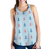 Red Anchor Nautical Pattern Print Racerback Tank Tops-grizzshop