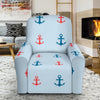 Red Anchor Nautical Pattern Print Recliner Cover-grizzshop