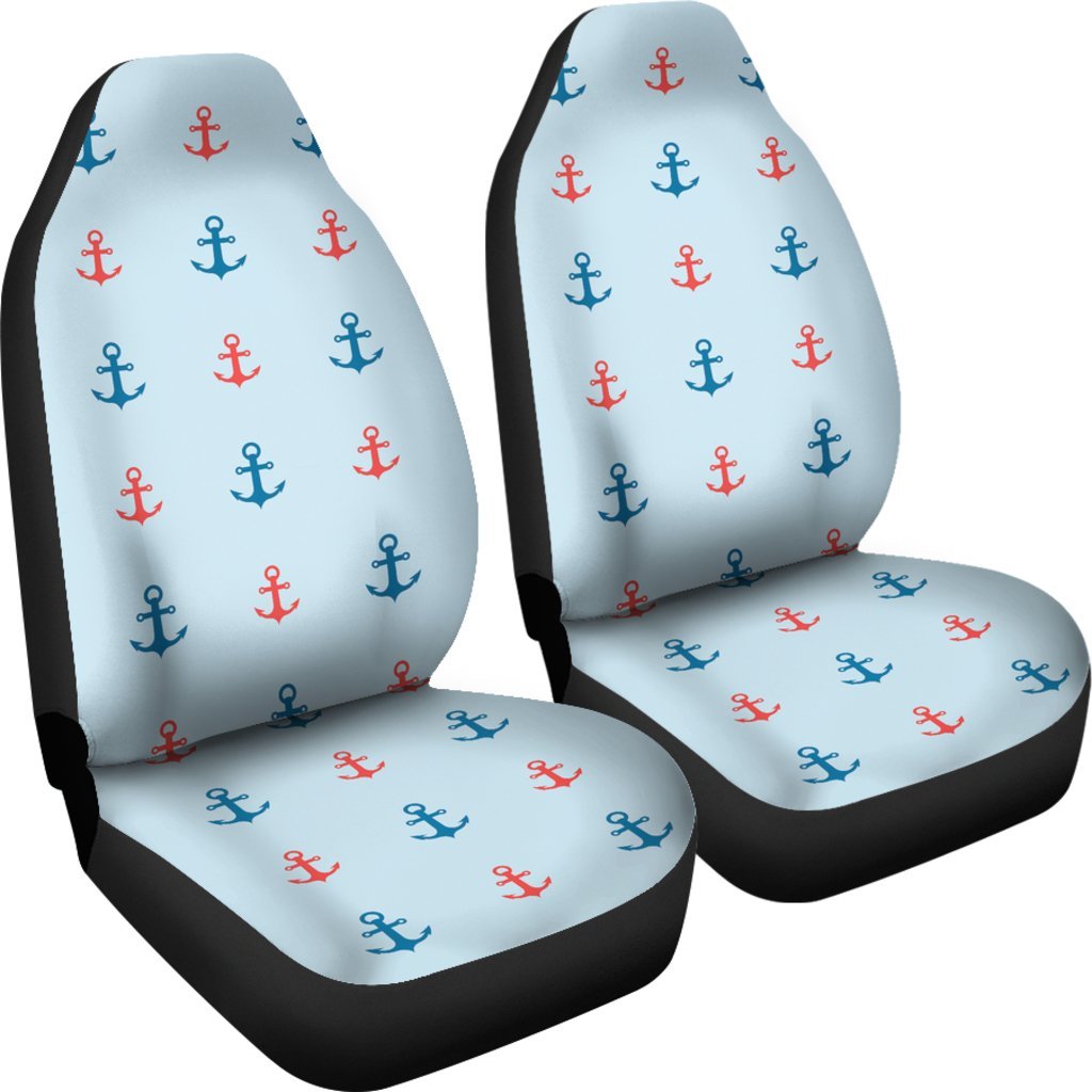 Red Anchor Nautical Pattern Print Universal Fit Car Seat Cover-grizzshop