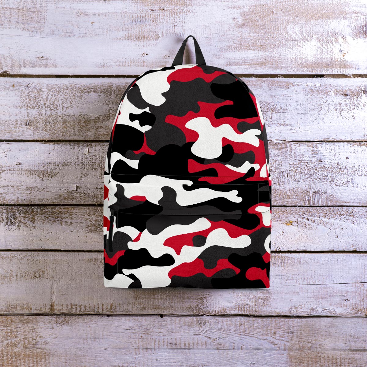 Red And Black Camouflage Print Backpack-grizzshop