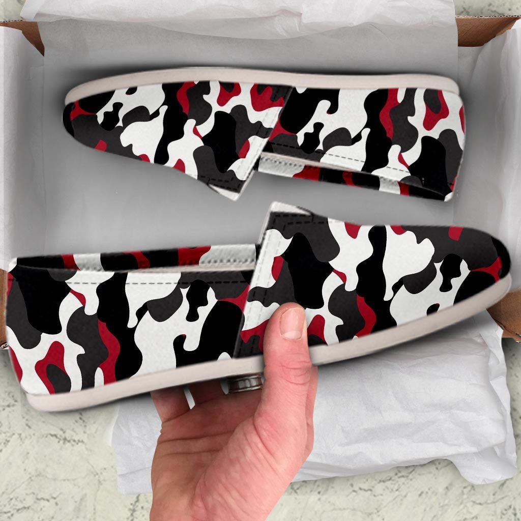 Red And Black Camouflage Print Canvas Shoes-grizzshop