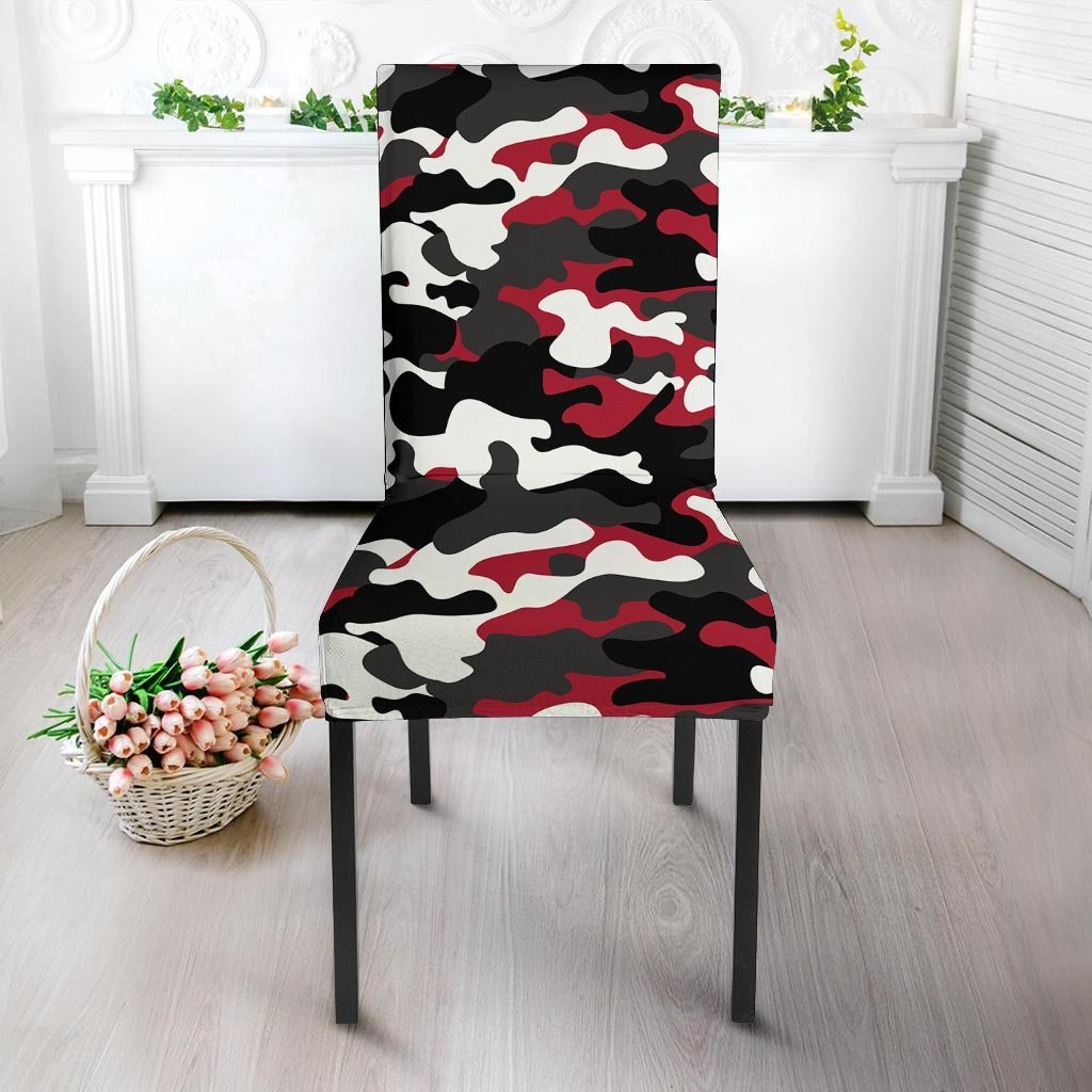 Red And Black Camouflage Print Chair Cover-grizzshop