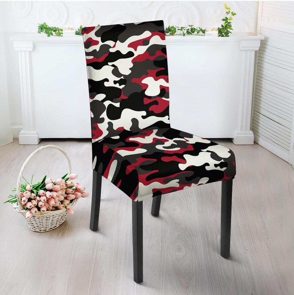 Red And Black Camouflage Print Chair Cover-grizzshop