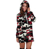 Red And Black Camouflage Print Hoodie Dress-grizzshop