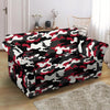 Red And Black Camouflage Print Loveseat Cover-grizzshop