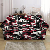 Red And Black Camouflage Print Loveseat Cover-grizzshop