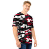 Red And Black Camouflage Print Men T Shirt-grizzshop