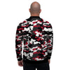 Red And Black Camouflage Print Men's Bomber Jacket-grizzshop