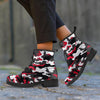 Red And Black Camouflage Print Men's Boots-grizzshop