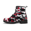 Red And Black Camouflage Print Men's Boots-grizzshop