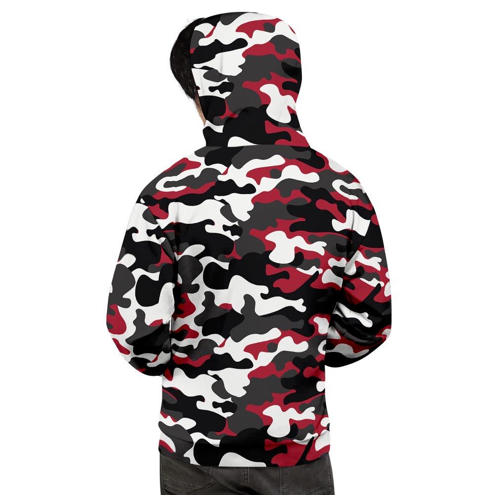 Red And Black Camouflage Print Men's Hoodie-grizzshop