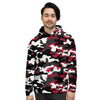 Red And Black Camouflage Print Men's Hoodie-grizzshop