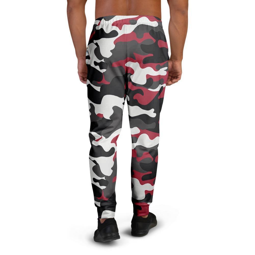 Red And Black Camouflage Print Men's Joggers-grizzshop