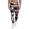 Red And Black Camouflage Print Men's Leggings-grizzshop