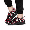 Red And Black Camouflage Print Men's Sneakers-grizzshop