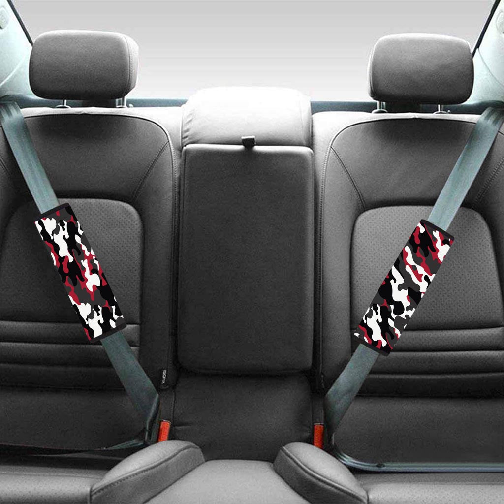 Red And Black Camouflage Print Seat Belt Cover-grizzshop