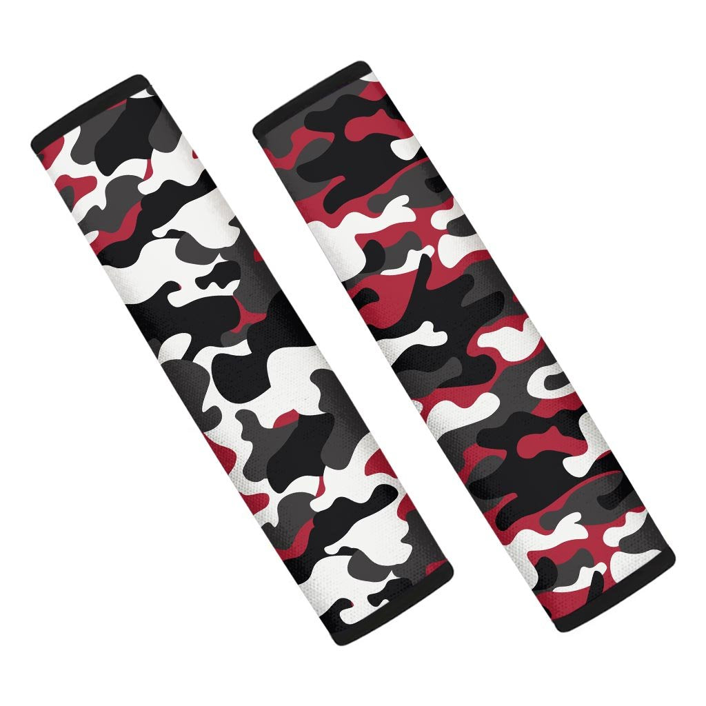 Red And Black Camouflage Print Seat Belt Cover-grizzshop