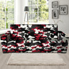 Red And Black Camouflage Print Sofa Cover-grizzshop