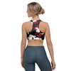 Red And Black Camouflage Print Sports Bra-grizzshop