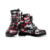 Red And Black Camouflage Print Women's Boots-grizzshop