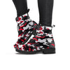 Red And Black Camouflage Print Women's Boots-grizzshop