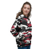 Red And Black Camouflage Print Women's Hoodie-grizzshop