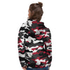 Red And Black Camouflage Print Women's Hoodie-grizzshop