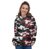 Red And Black Camouflage Print Women's Hoodie-grizzshop