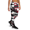 Red And Black Camouflage Print Women's Joggers-grizzshop