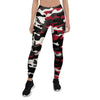 Red And Black Camouflage Print Women's Leggings-grizzshop