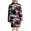 Red And Black Camouflage Print Women's Robe-grizzshop