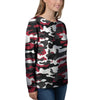 Red And Black Camouflage Print Women's Sweatshirt-grizzshop