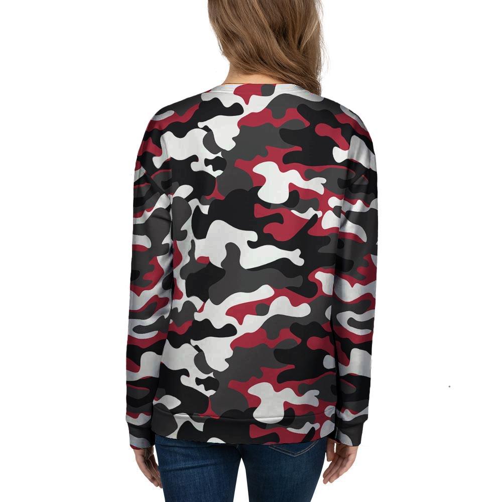 Red And Black Camouflage Print Women's Sweatshirt-grizzshop