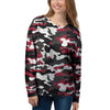 Red And Black Camouflage Print Women's Sweatshirt-grizzshop