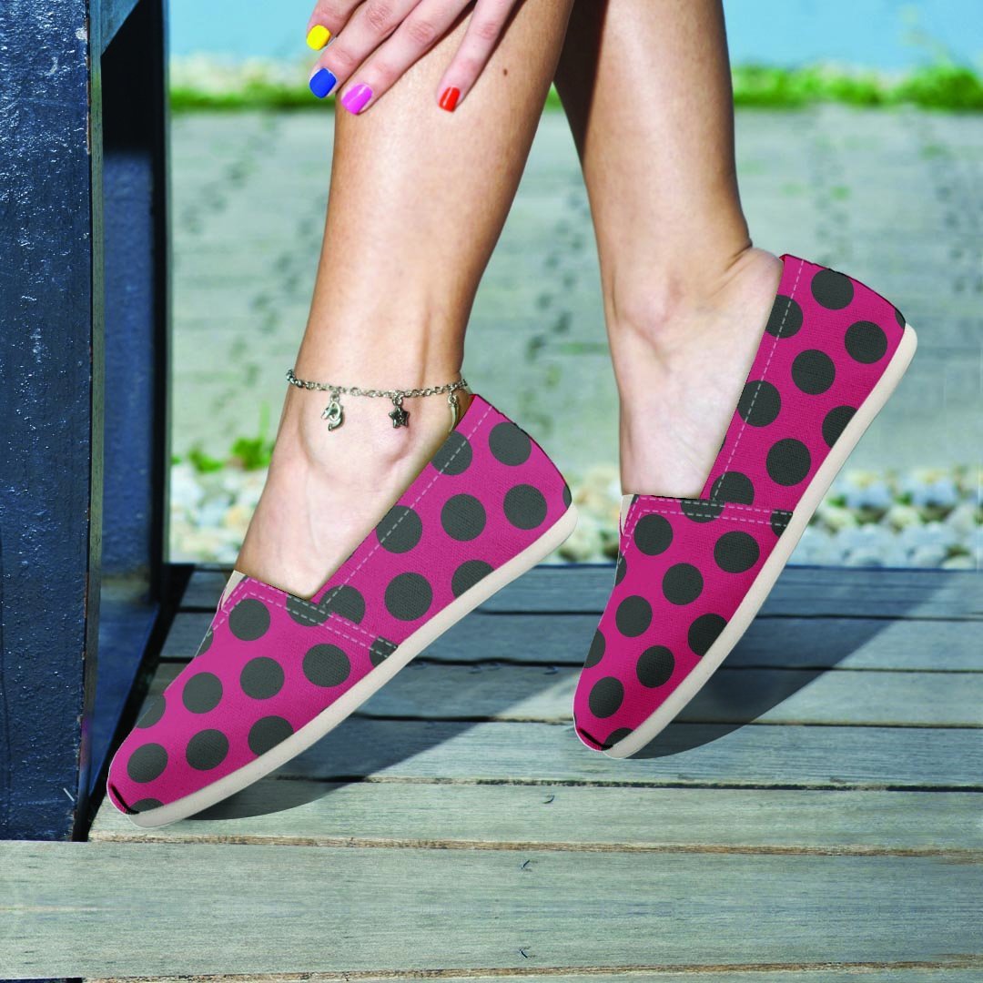 Red And Black Polka Dot Canvas Shoes-grizzshop