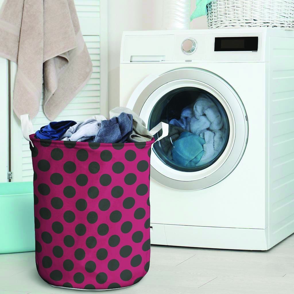 Red And Black Polka Dot Laundry Basket-grizzshop