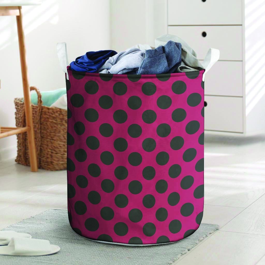 Red And Black Polka Dot Laundry Basket-grizzshop