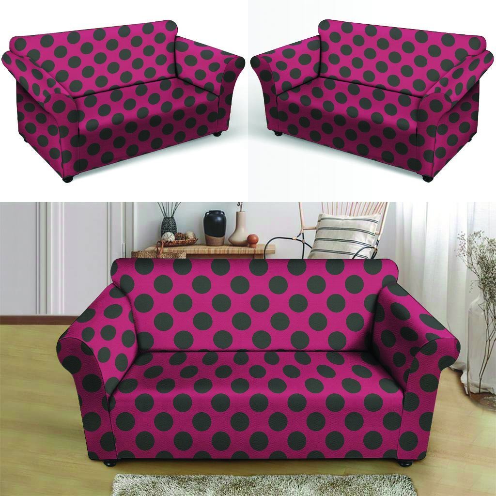 Red And Black Polka Dot Loveseat Cover-grizzshop