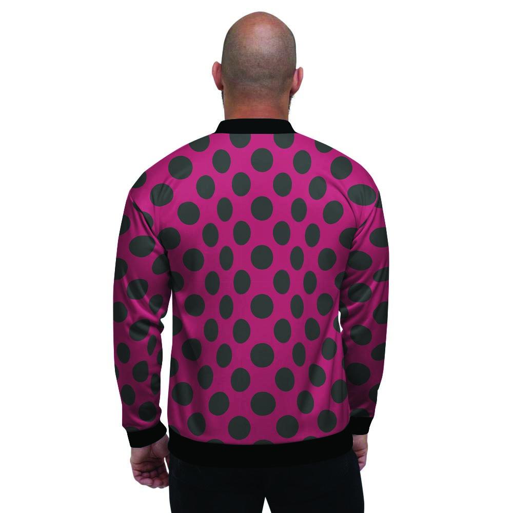 Red And Black Polka Dot Men's Bomber Jacket-grizzshop