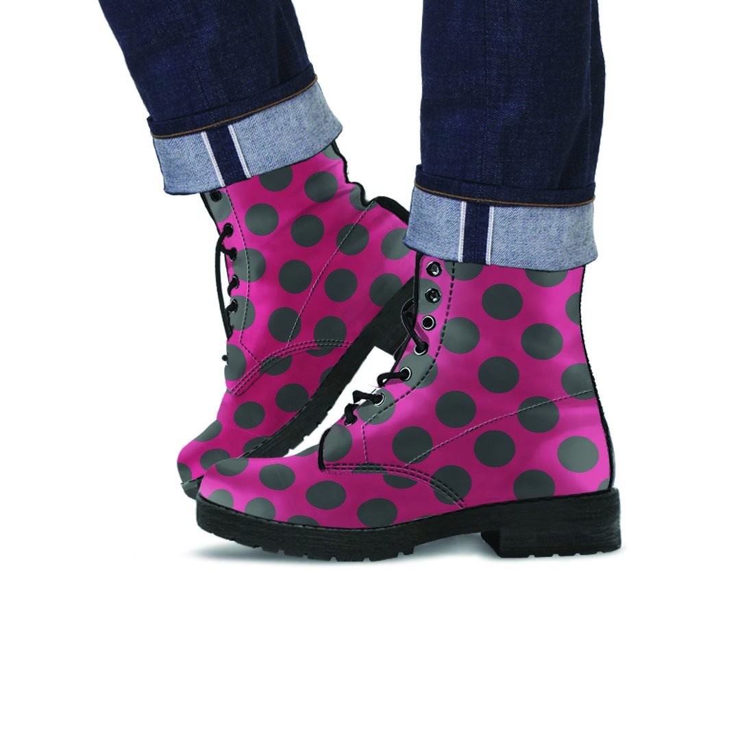 Red And Black Polka Dot Men's Boots-grizzshop