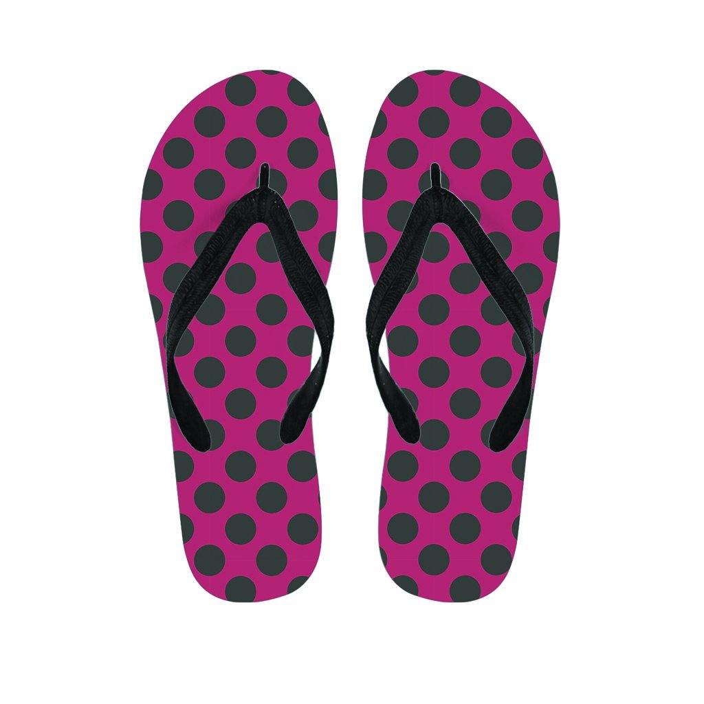 Red And Black Polka Dot Men's Flip Flops-grizzshop