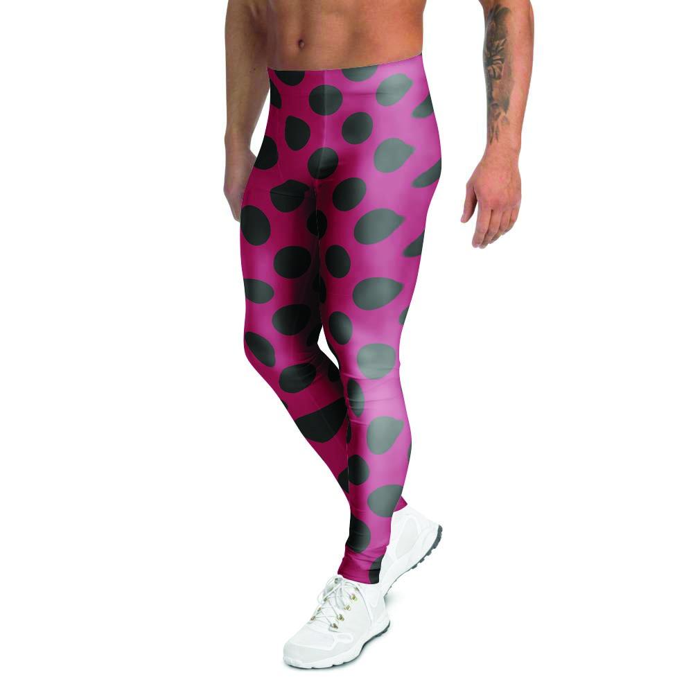 Red And Black Polka Dot Men's Leggings-grizzshop