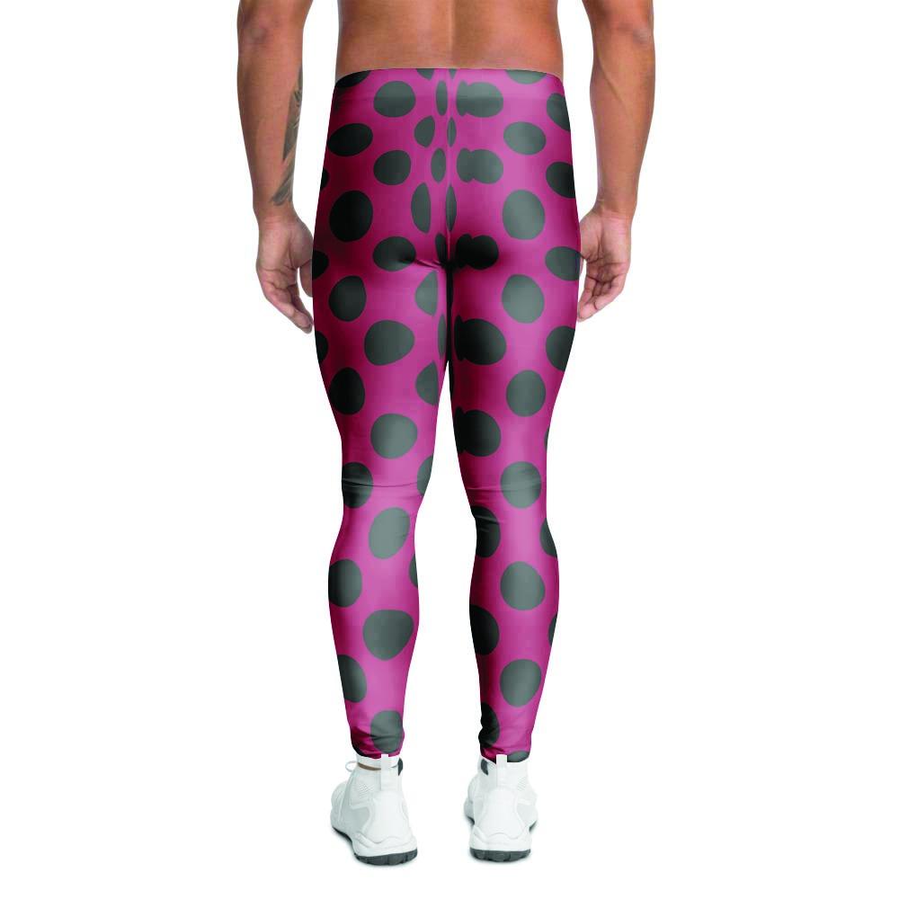 Red And Black Polka Dot Men's Leggings-grizzshop