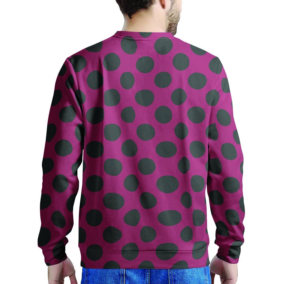 Red And Black Polka Dot Men's Sweatshirt-grizzshop