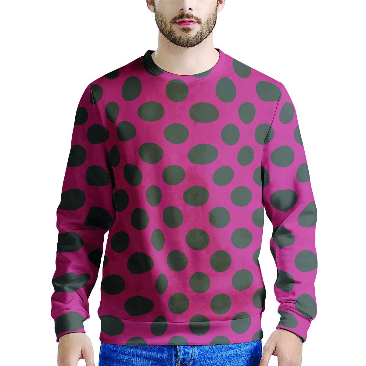 Red And Black Polka Dot Men's Sweatshirt-grizzshop