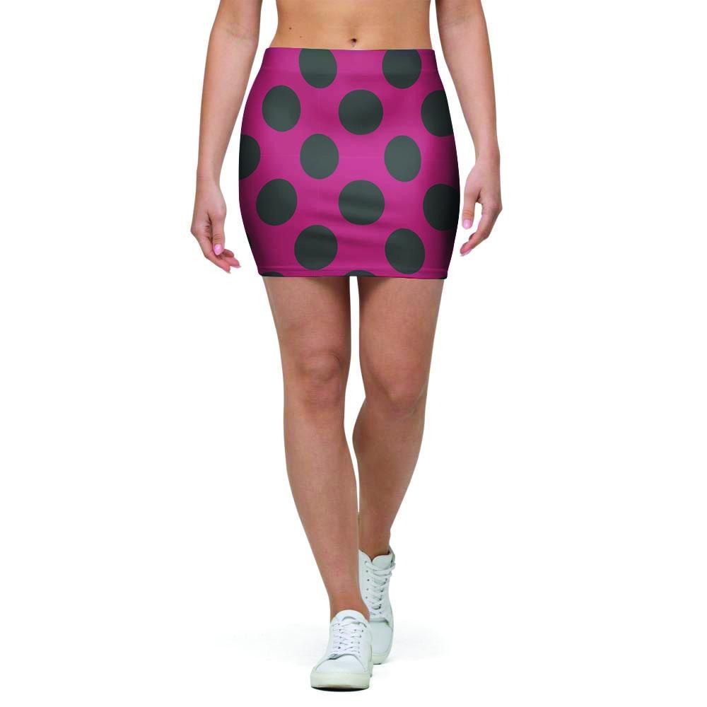 Red And Black Polka Dot Mini Skirt-grizzshop